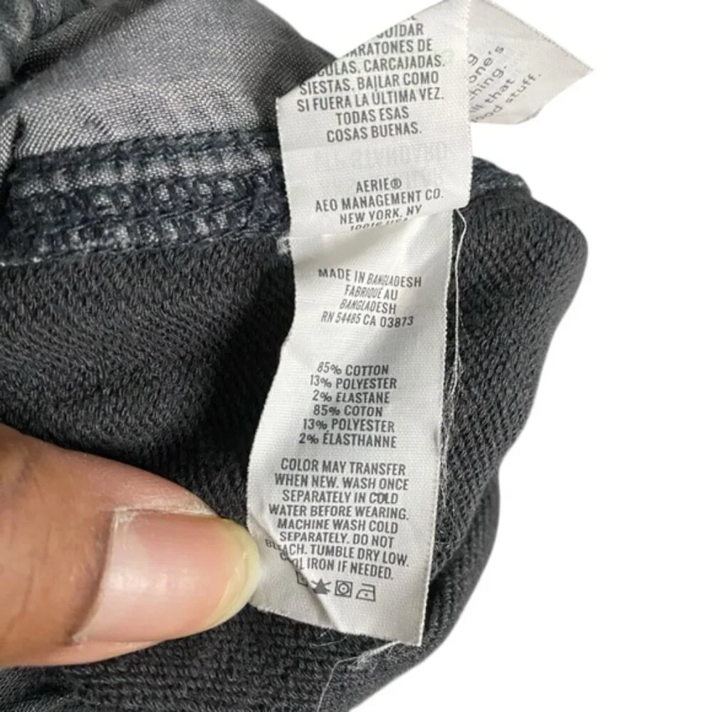 Aerie Women's Smoked Gray Me-Day Tie Waist Wide Leg Casual Pant - Picture 6 of 9